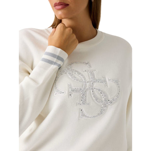 Maglia Donna realizzata in misto viscosa, con borchie decorative frontali